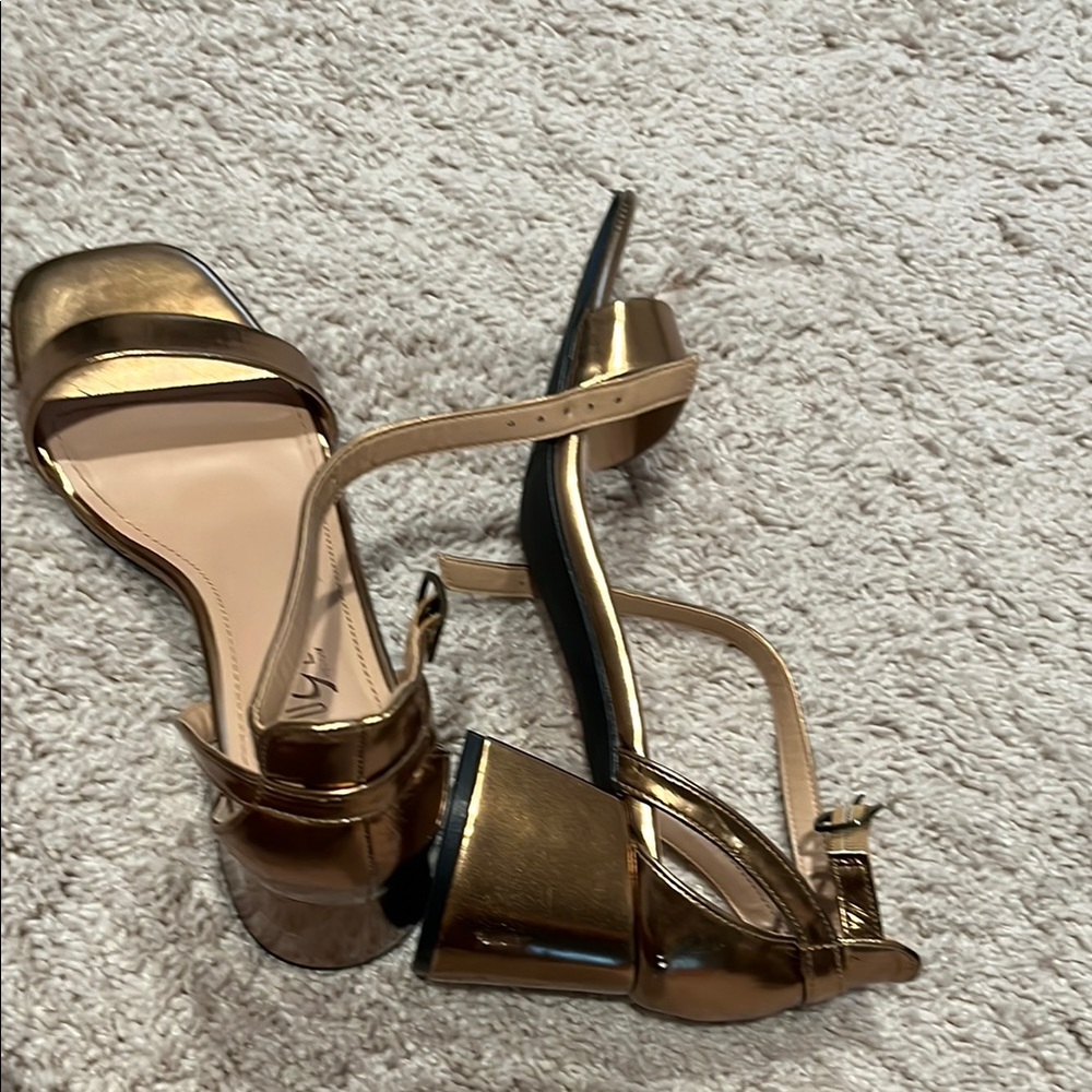 Elegant Gold Strappy Heels by Rainbow